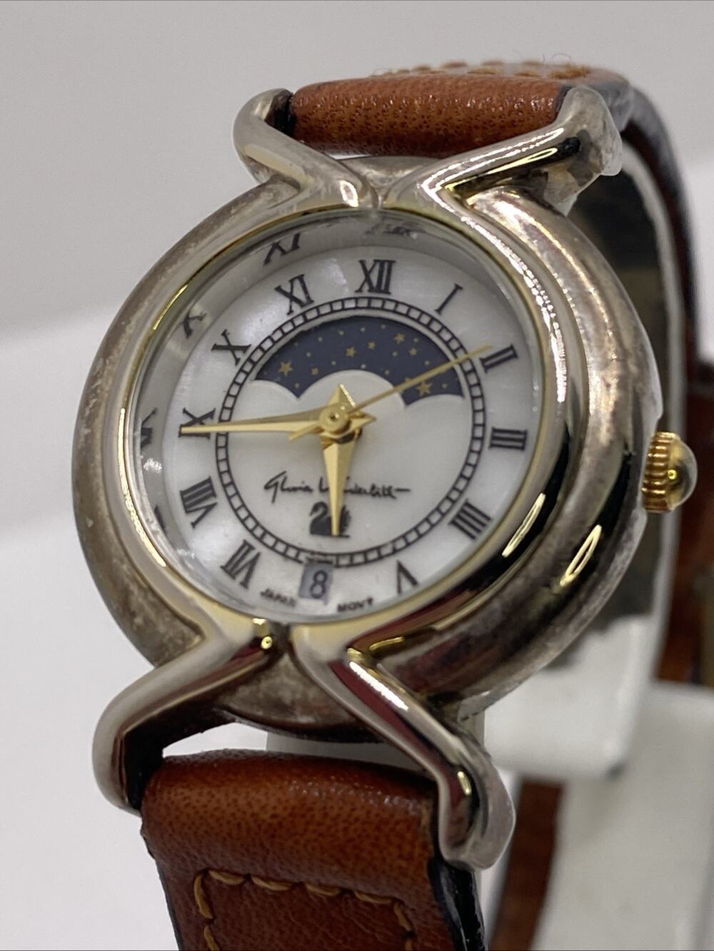 Vintage Gloria Vanderbilt Womens Moonphase Watch Works New Battery